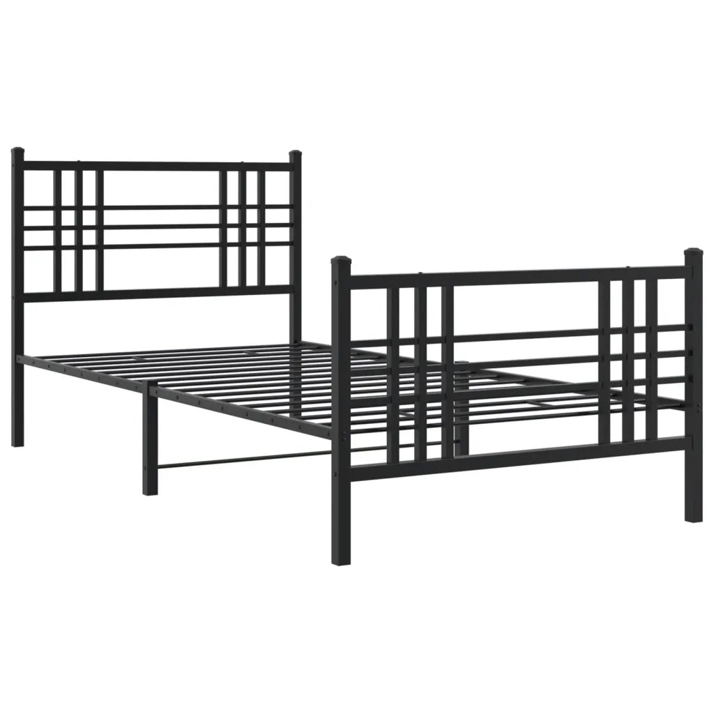 Giroletto con Testiera e Pediera Metallo Nero 90x190 cm
