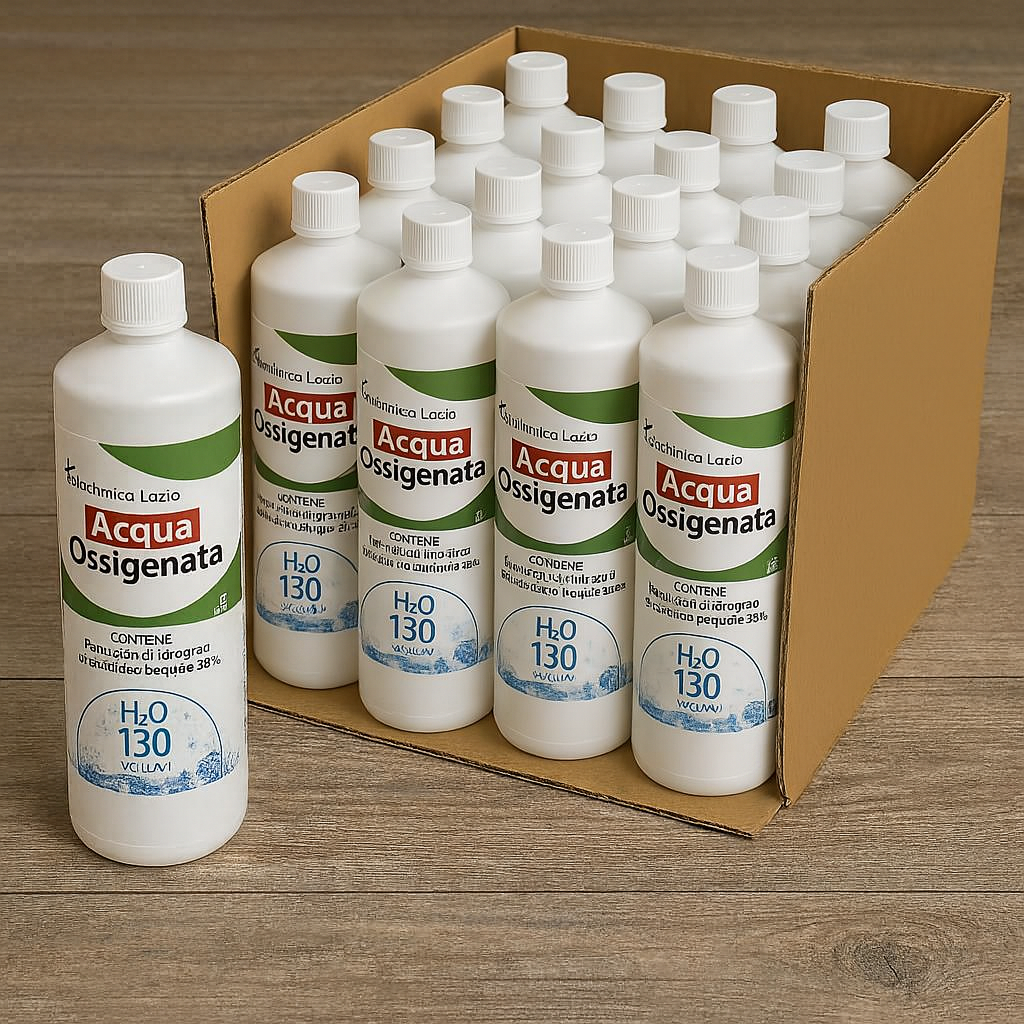 Acqua ossigenata 130 volumi confezione 12 pezzi LT 1 soluzione ossidante per schiarire e sbiancare il legno