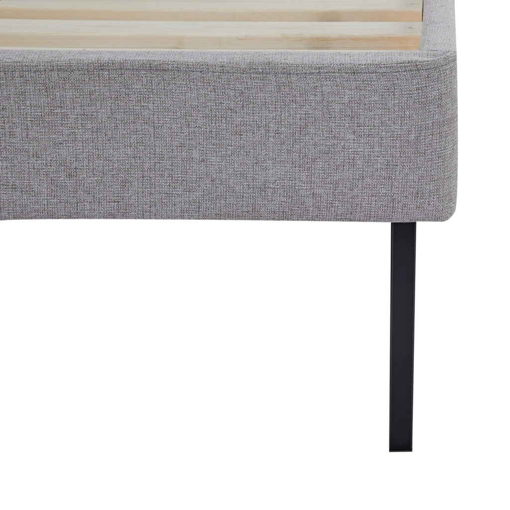 Letto Singolo Porvoo con Testiera e Materasso 90x200 cm Rivestimento in Tessuto - Grigio [en.casa]