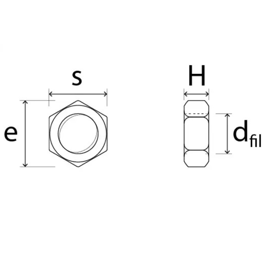 Dado esagonale m12 x 1,75 mm zn5588 confezione 15 pezzi