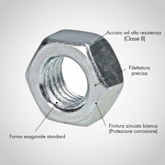 Dado esagonale m14 x 2 mm zn5588 confezione 10 pezzi