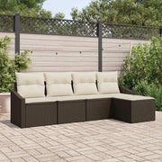 Set di divani con cuscino 5 pcs Marrone polyrattan