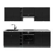 Cucina componibile Fame-Line Nero rigato/Antracite 235 cm, PL Marmo Vicco