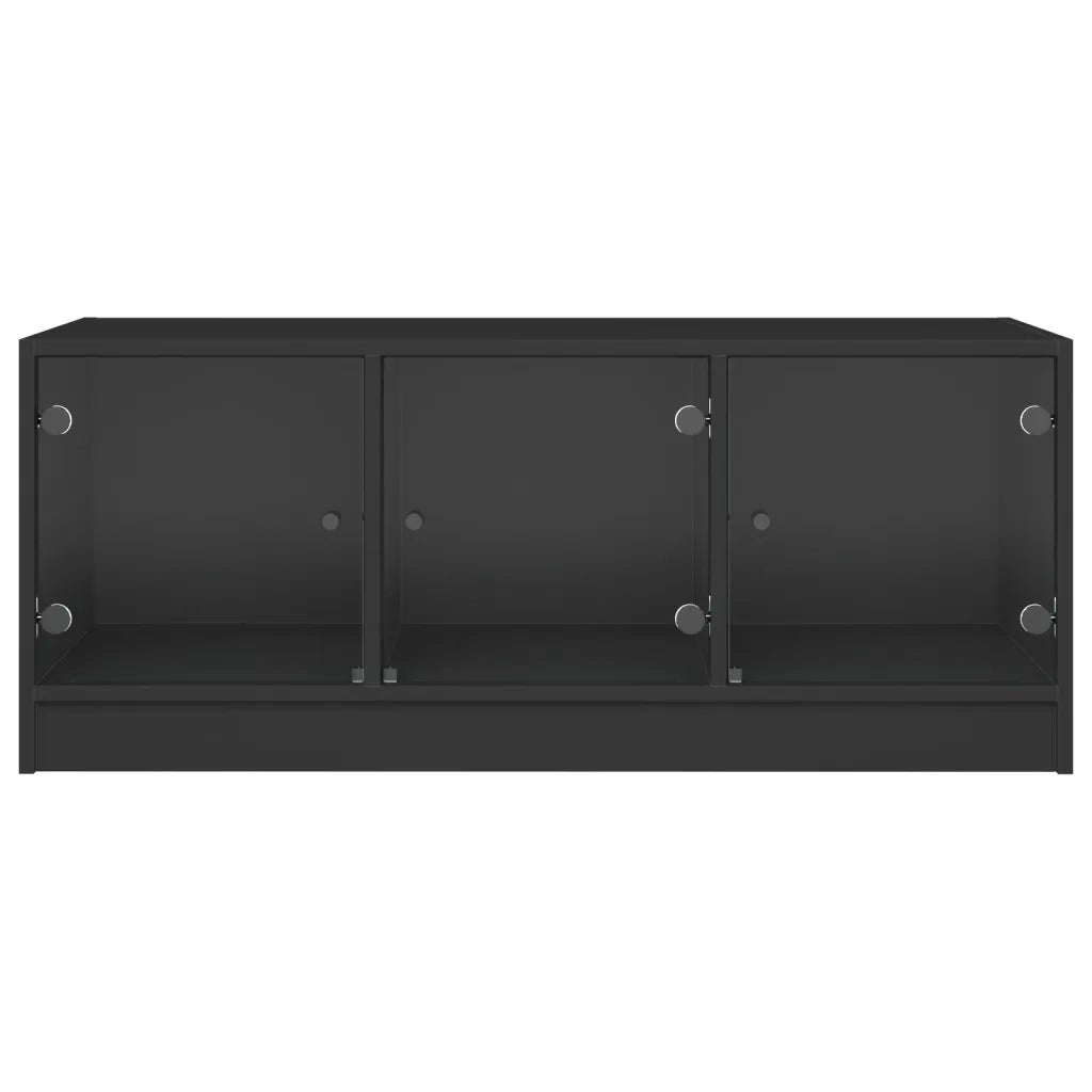 Tavolino da Salotto con Ante in Vetro Nero 102x50x42 cm