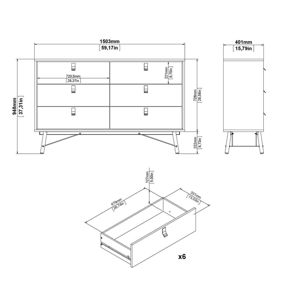 Credenza Anturio, Buffet da soggiorno, Madia da salotto, Dispensa da cucina, 150x40 h95 cm, Nero e Noce