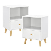 Set di 2 Comodini Sundsvall con Cassetto e Scomparto - Bianco [en.casa]