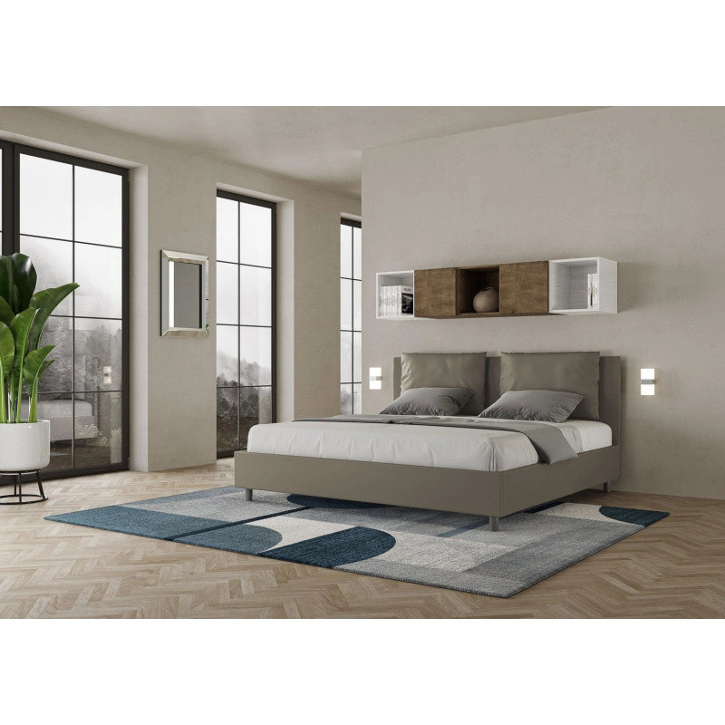 Letto imbottito Matrimoniale 180x200 cm Antea - Similpelle,Cappuccino,Con rete