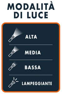 Luxen TORCIA PROFESSIONALE RICARICABILE IN ALLUMINIO 20 W, 2000 lumen, 4 modalitÃE di luce + Zoom