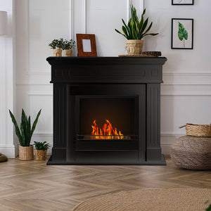 Camino a Bioetanolo da Pavimento 110x36x100 cm Cambridge in Legno Nero