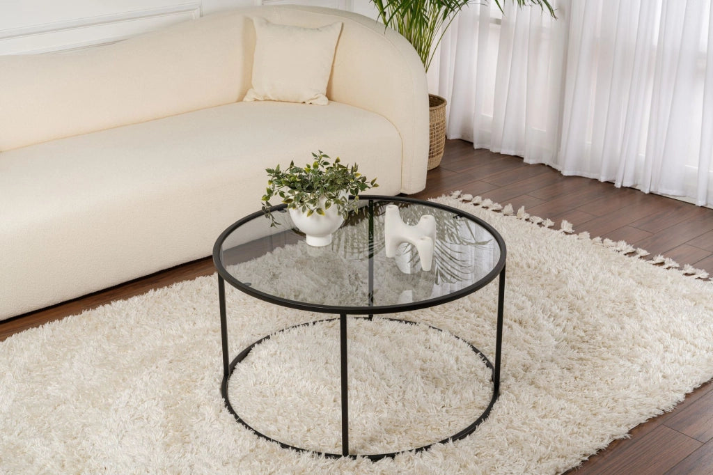 Tavolo basso in metallo "Aurum" - 80 x 80 x 43 cm - Noir Gris