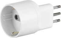 Adattatore disassato Schuko 10A 2P+T salvaspazio da spina tedesca a presa italiana 10A bianco Electraline