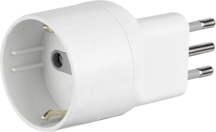 Adattatore disassato Schuko 10A 2P+T salvaspazio da spina tedesca a presa italiana 10A bianco Electraline