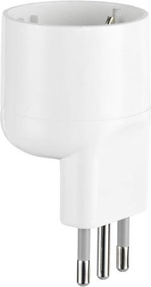 Adattatore disassato Schuko 10A 2P+T salvaspazio da spina tedesca a presa italiana 10A bianco Electraline