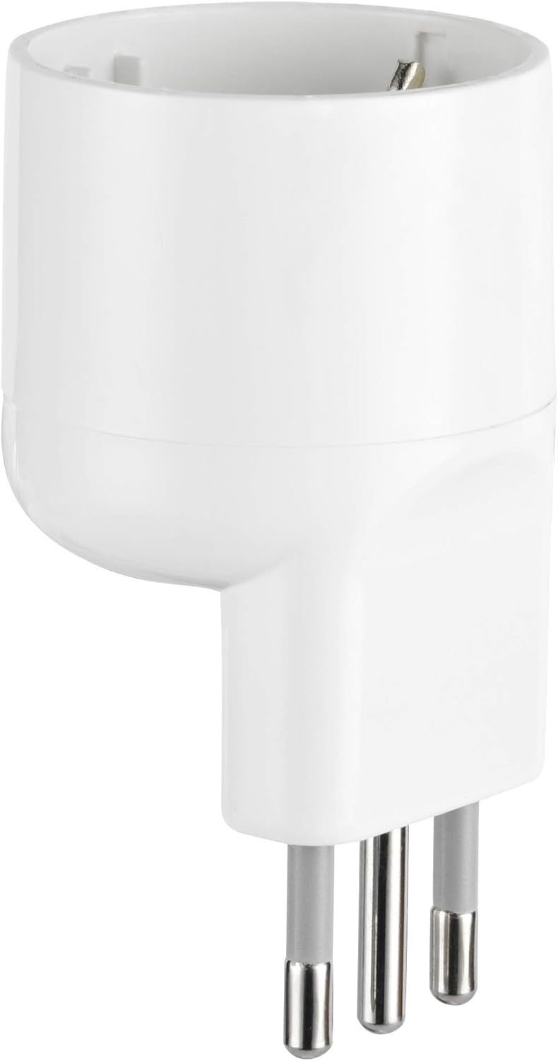 Adattatore disassato Schuko 10A 2P+T salvaspazio da spina tedesca a presa italiana 10A bianco Electraline