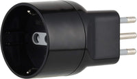 Adattatore disassato Schuko 10A 2P+T salvaspazio da spina tedesca a presa italiana 10A nero Electraline