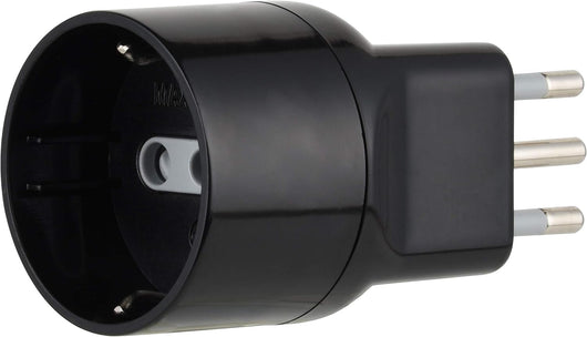 Adattatore disassato Schuko 10A 2P+T salvaspazio da spina tedesca a presa italiana 10A nero Electraline