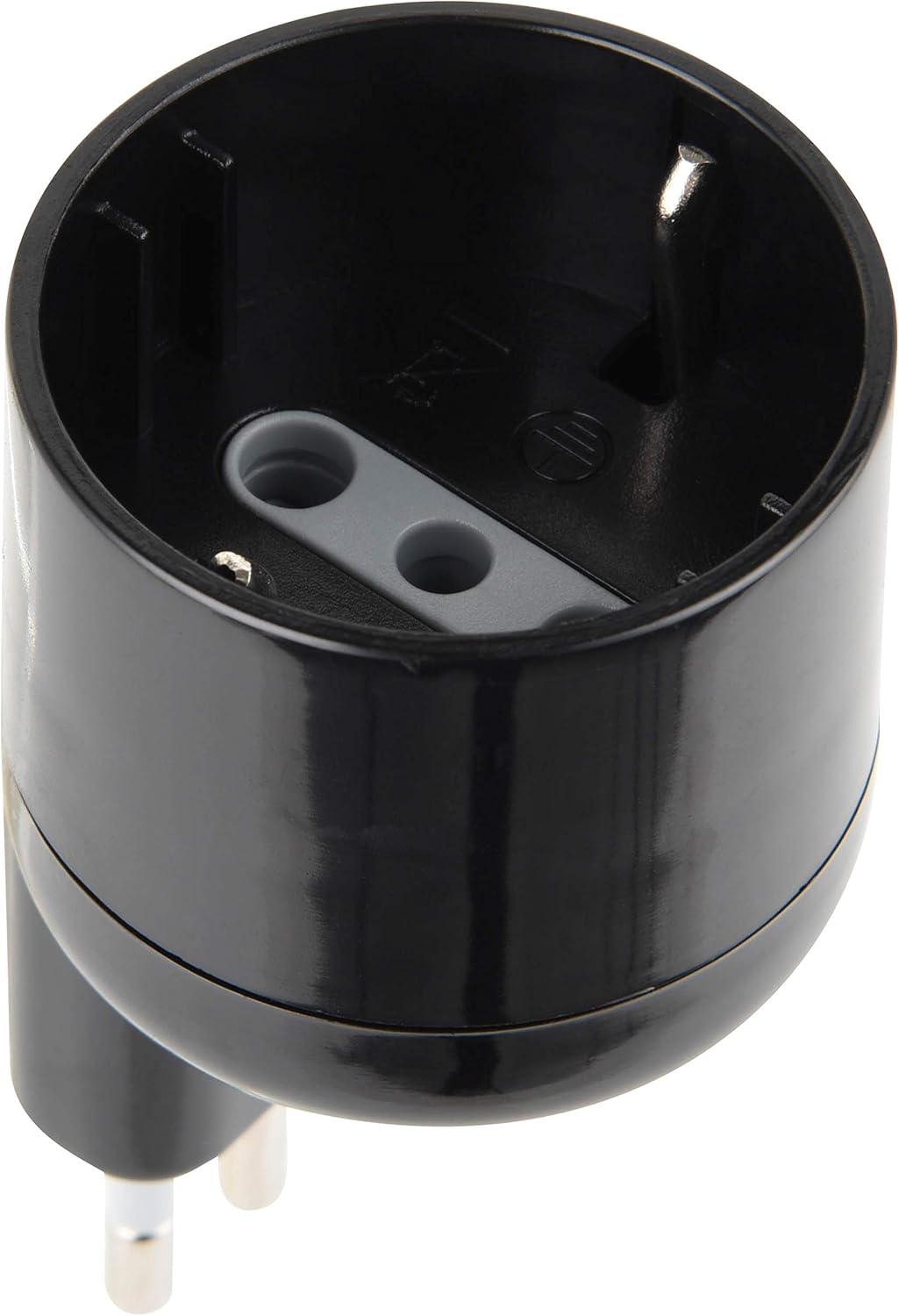 Adattatore disassato Schuko 10A 2P+T salvaspazio da spina tedesca a presa italiana 10A nero Electraline