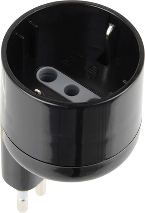 Adattatore disassato Schuko 10A 2P+T salvaspazio da spina tedesca a presa italiana 10A nero Electraline