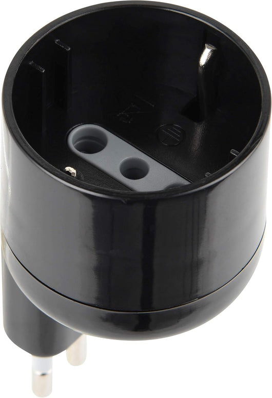 Adattatore disassato Schuko 10A 2P+T salvaspazio da spina tedesca a presa italiana 10A nero Electraline