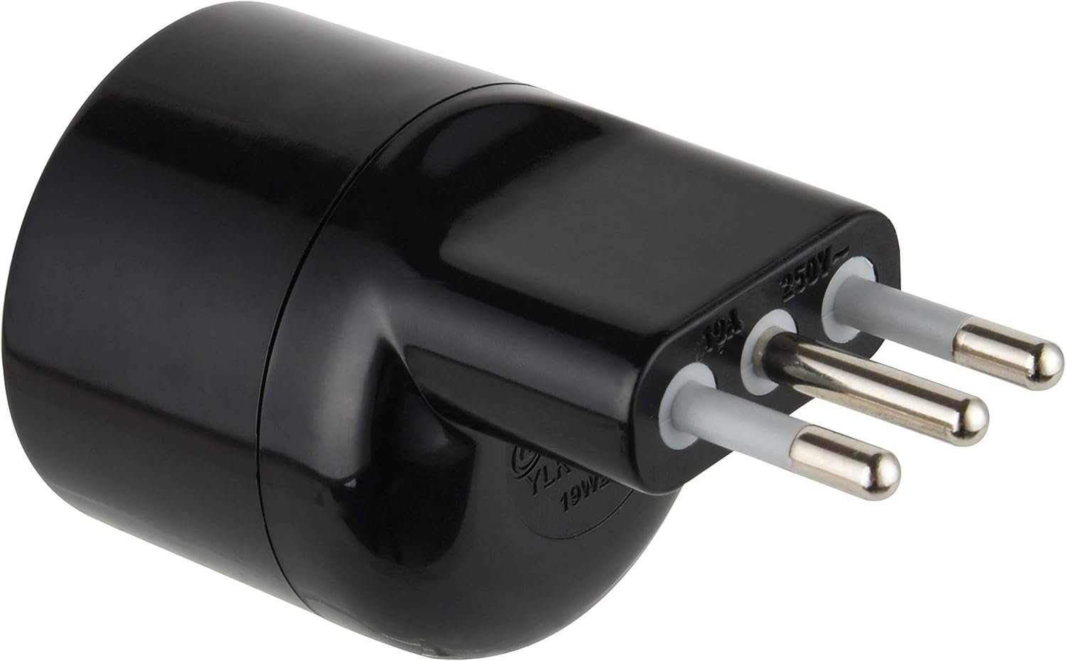 Adattatore disassato Schuko 10A 2P+T salvaspazio da spina tedesca a presa italiana 10A nero Electraline