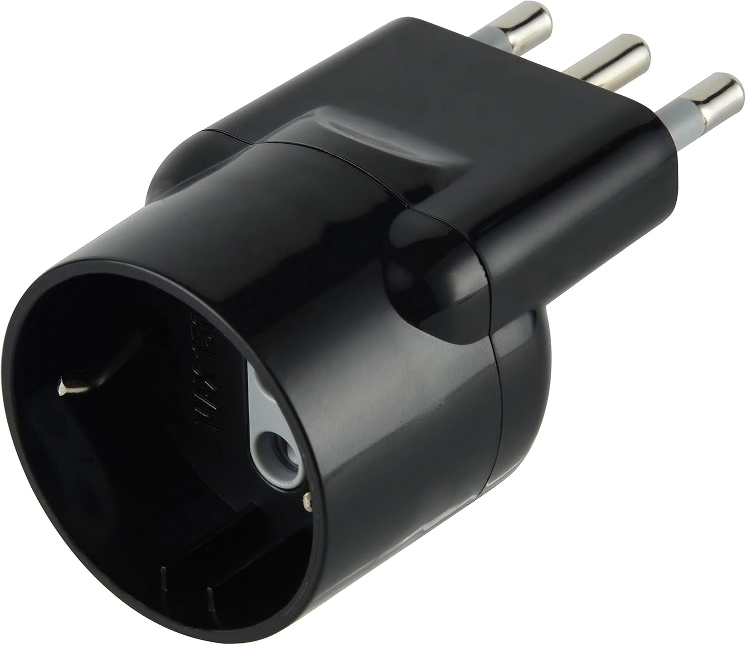 Adattatore disassato Schuko 16A 2P+T salvaspazio da spina tedesca a presa italiana 10A nero Electraline