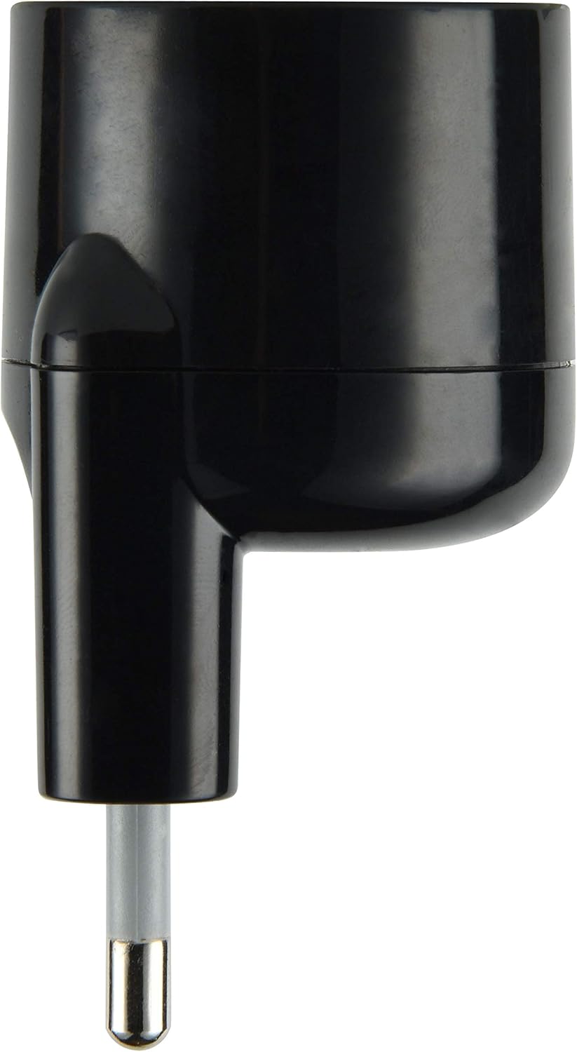 Adattatore disassato Schuko 16A 2P+T salvaspazio da spina tedesca a presa italiana 10A nero Electraline