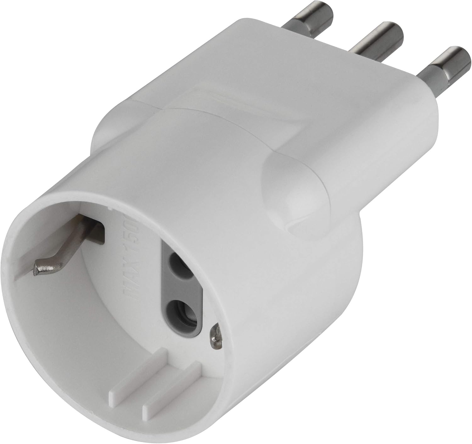 Adattatore disassato Schuko 16A 2P+T salvaspazio da spina tedesca a presa italiana 10A bianco Electraline