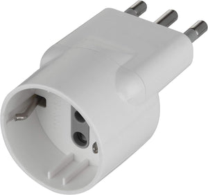 Adattatore disassato Schuko 16A 2P+T salvaspazio da spina tedesca a presa italiana 10A bianco Electraline