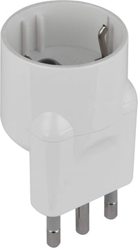 Adattatore disassato Schuko 16A 2P+T salvaspazio da spina tedesca a presa italiana 10A bianco Electraline