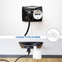 Adattatore disassato Schuko 16A 2P+T salvaspazio da spina tedesca a presa italiana 10A bianco Electraline