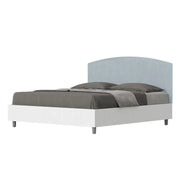 Letto matrimoniale con rete 160x190 bianco frassino testata microfibra azzurro Antilia