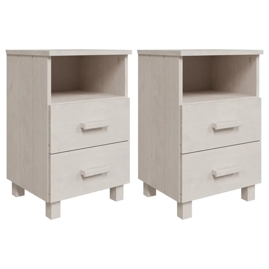 Comodini HAMAR 2 pz-Tavolino da notte Bianchi 40x35x62 cm in Legno di Pino