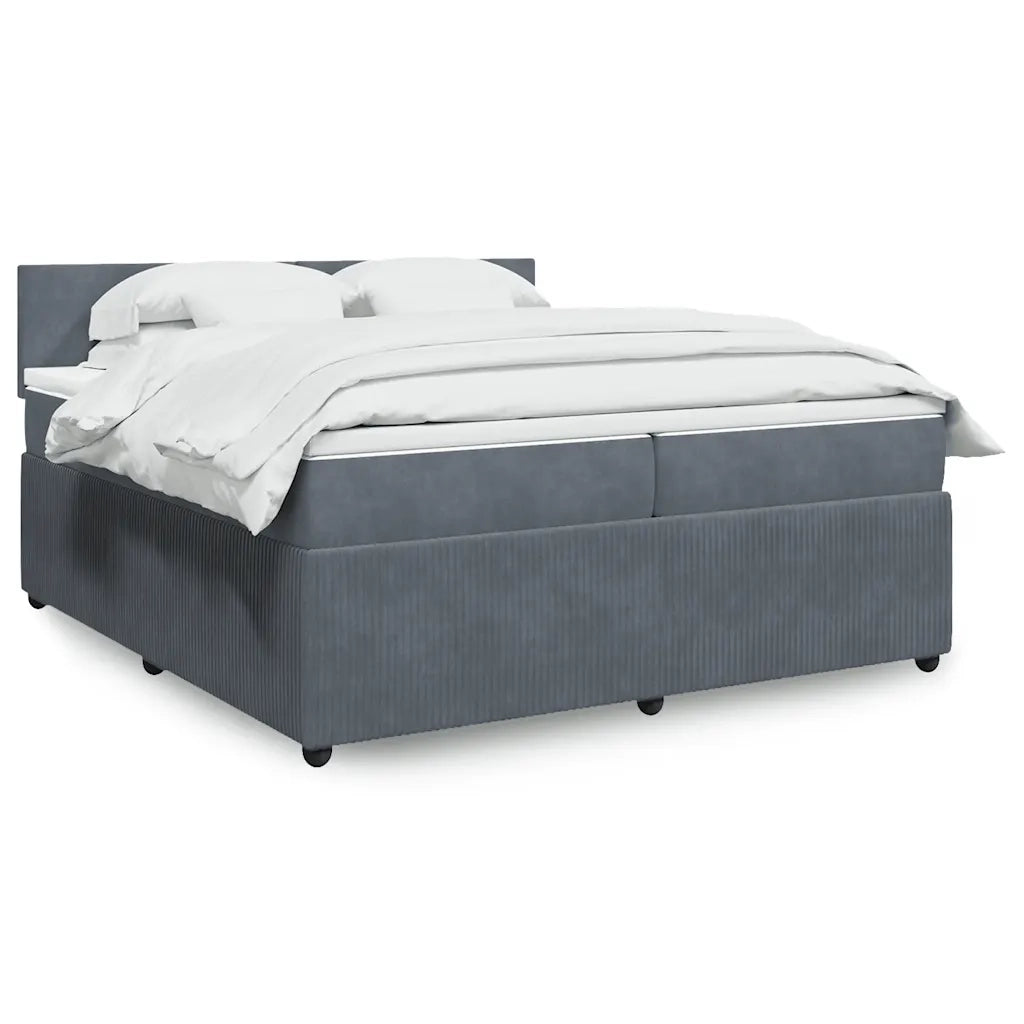 Giroletto a Molle con Materasso Grigio Scuro 200x200 cm Velluto