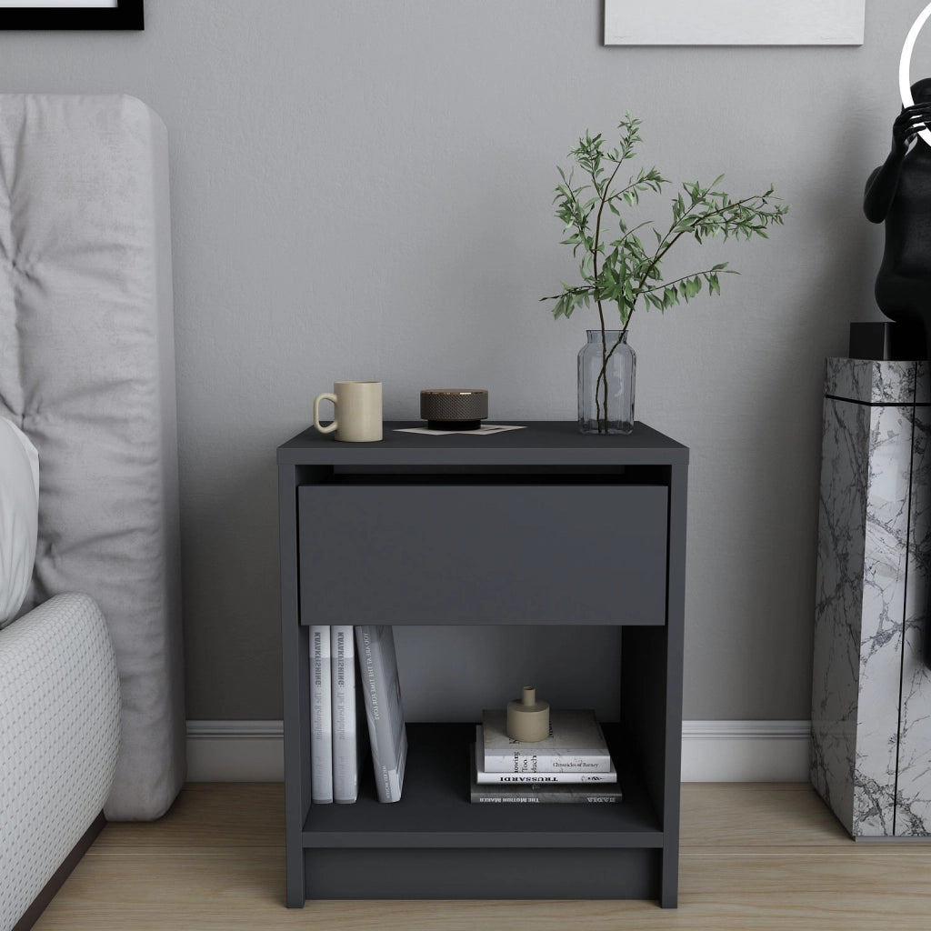 Comodino in legno "Sheridan" - 45 x 40 x 53 cm - Grigio antracite