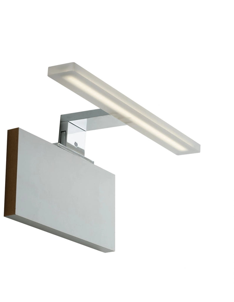 APPLIQUE LED AQA CROMO FISSAGGIO PARETE E SPECCHIO 8W 820LM 4000K IP44 30X10,8X4,8CM