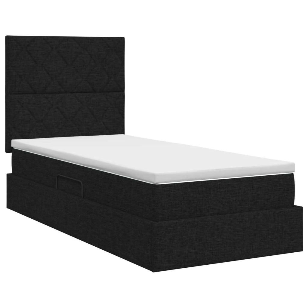 Letto con contenitore e materasso Nero 90 x 200 cm Tessuto 3459542