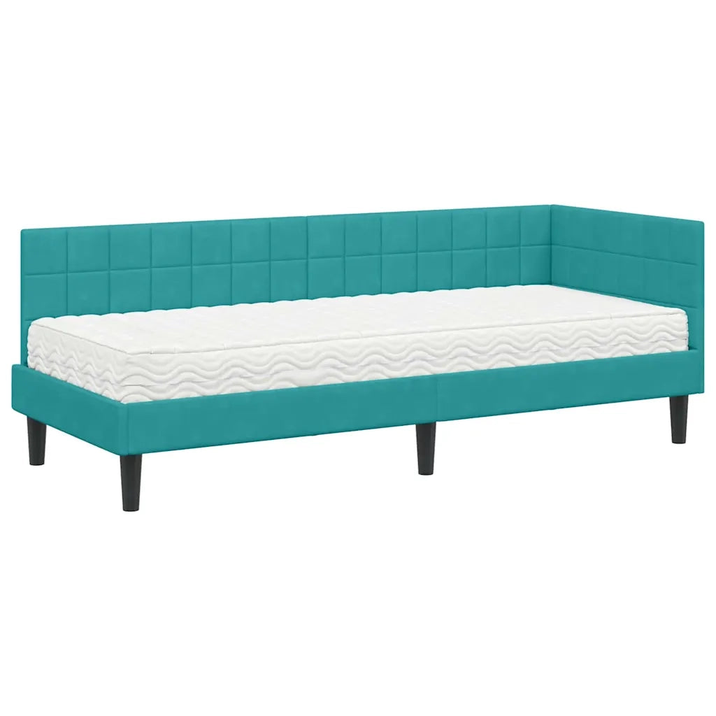Struttura Letto Angolare con Materasso 2 pcs Turchese Velluto