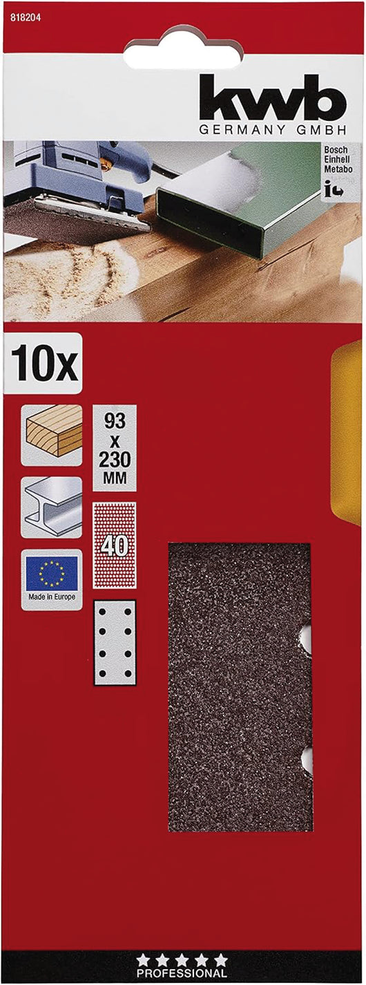 Einhell FOGLI ABRASIVI PER LEVIGATRICE ORBITALE, GRANA  60 mm. 93x230, pezzi 10