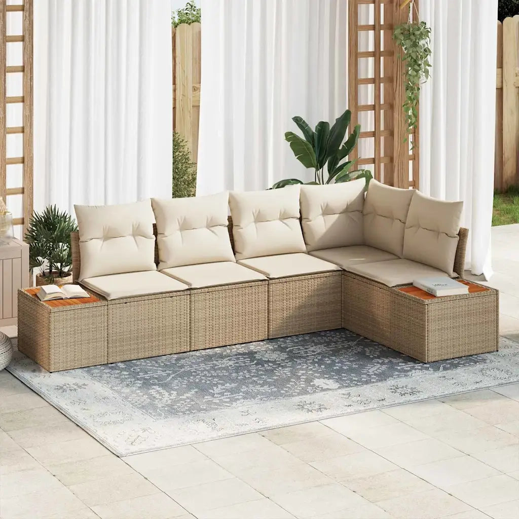 Set Divano da Giardino 5 pcs beige e panna Poly Rattan 3356756