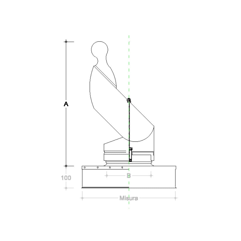 Fumaiolo gallo da 32x52cm in acciaio inox base rettangolare