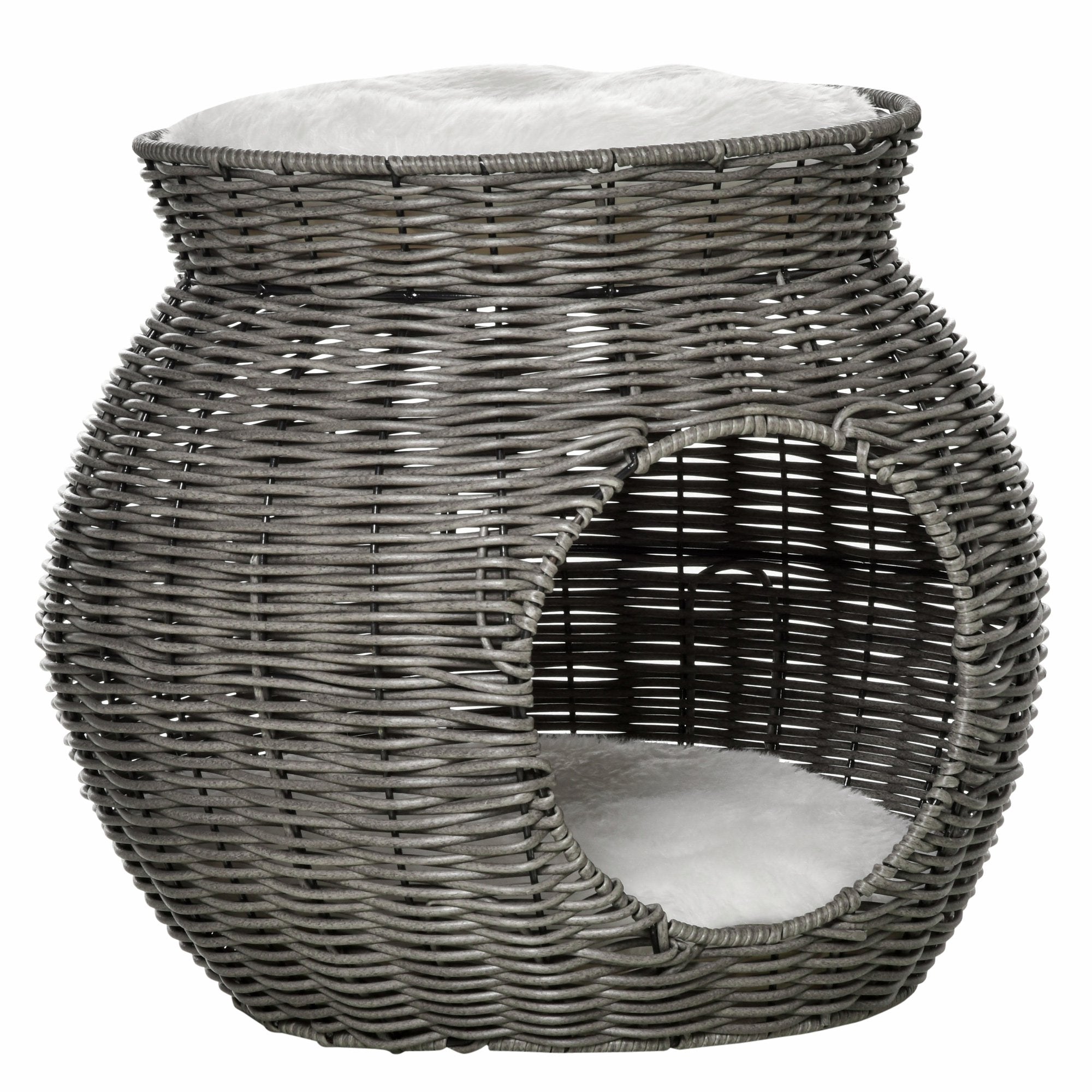 Cuccia per Gatti Ø50x43,5 cm in Rattan Grigio Scuro