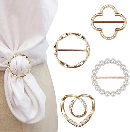 Clip per sciarpa per donne - 4 pezzi clip metallico rotondo circolare per maglia con chiusura a goccia.