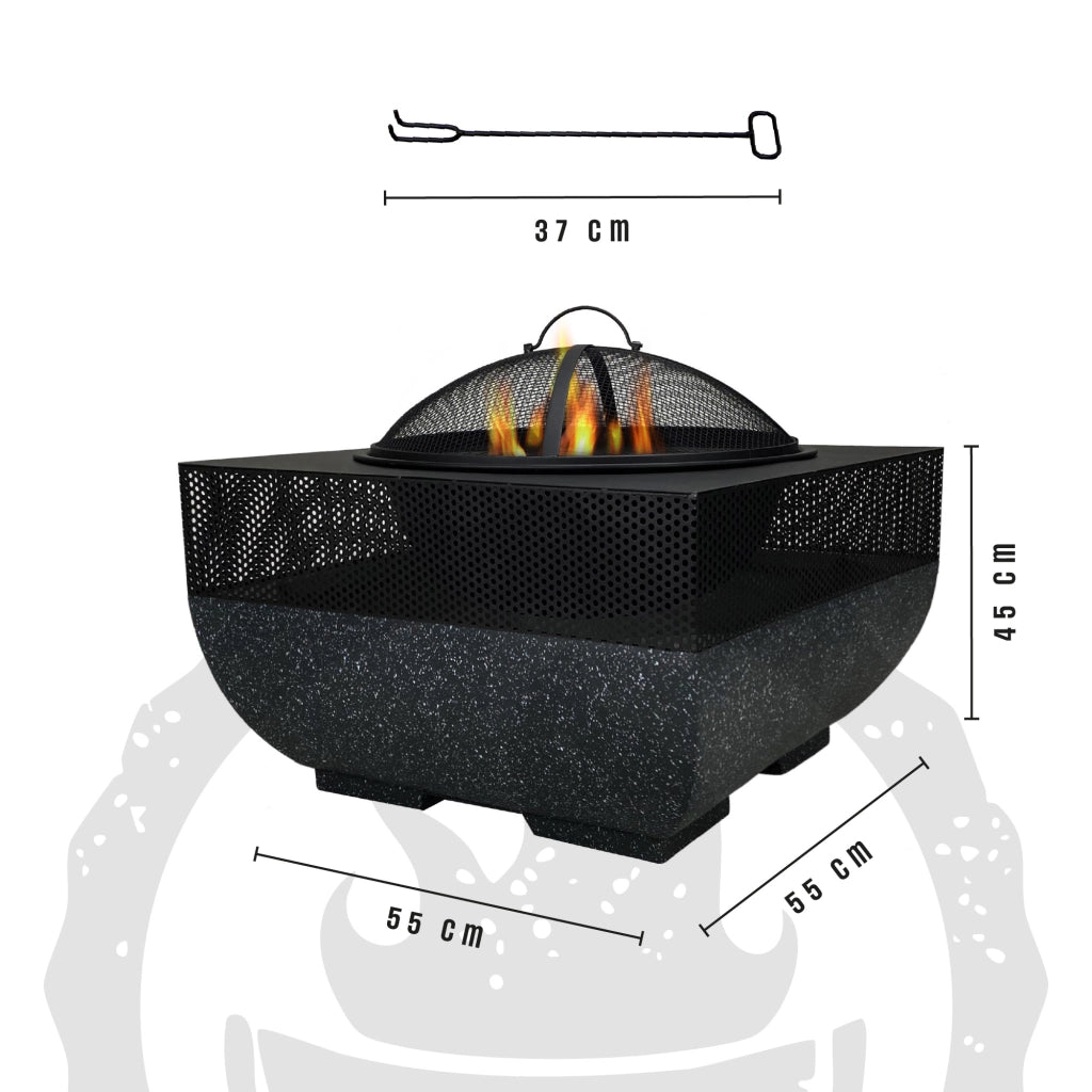 Braciere BBQ 2 in 1 da Esterno – Scalda e Cucina in Giardino con Griglia Inclusa in Acciaio e Pietra Il Gruppone