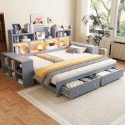 DIVANO LETTO Estraibile 90/180x200 cm Grigio con LED e prese