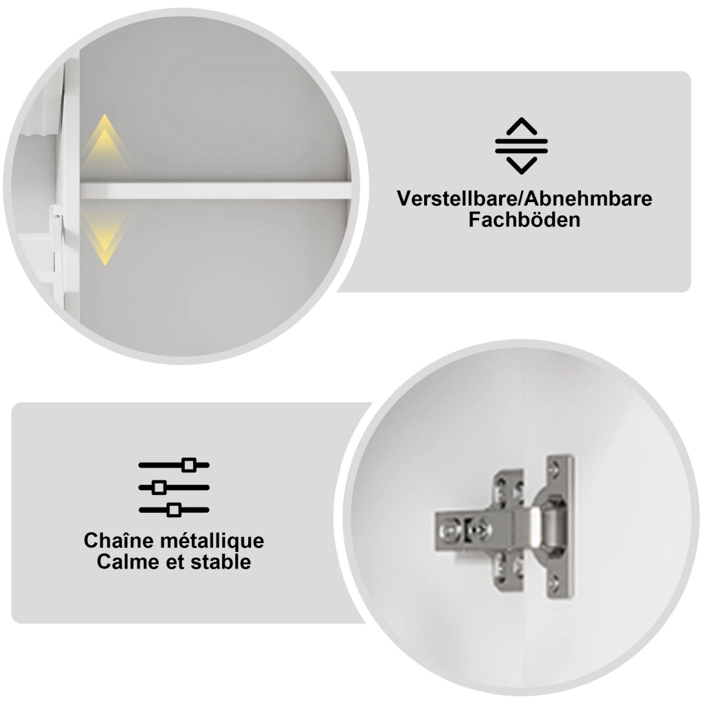 Scarpiera con 3 ribalte; 1 cassetto e 1 anta - per ingresso - 121×90×25 cm - bianco