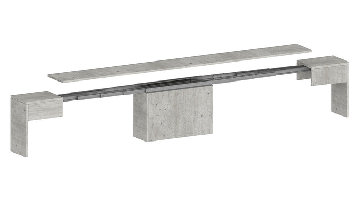 Set 2 Panche Allungabili 66/290x25x45 cm Pratika Singola A e B Cemento