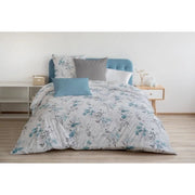 Completo copripiumino 240x260 cm HOME LINGE PASSION POMPADOUR: Copripiumino + 2 federe - 100% Cotone 57 Fili - Bianco/blu