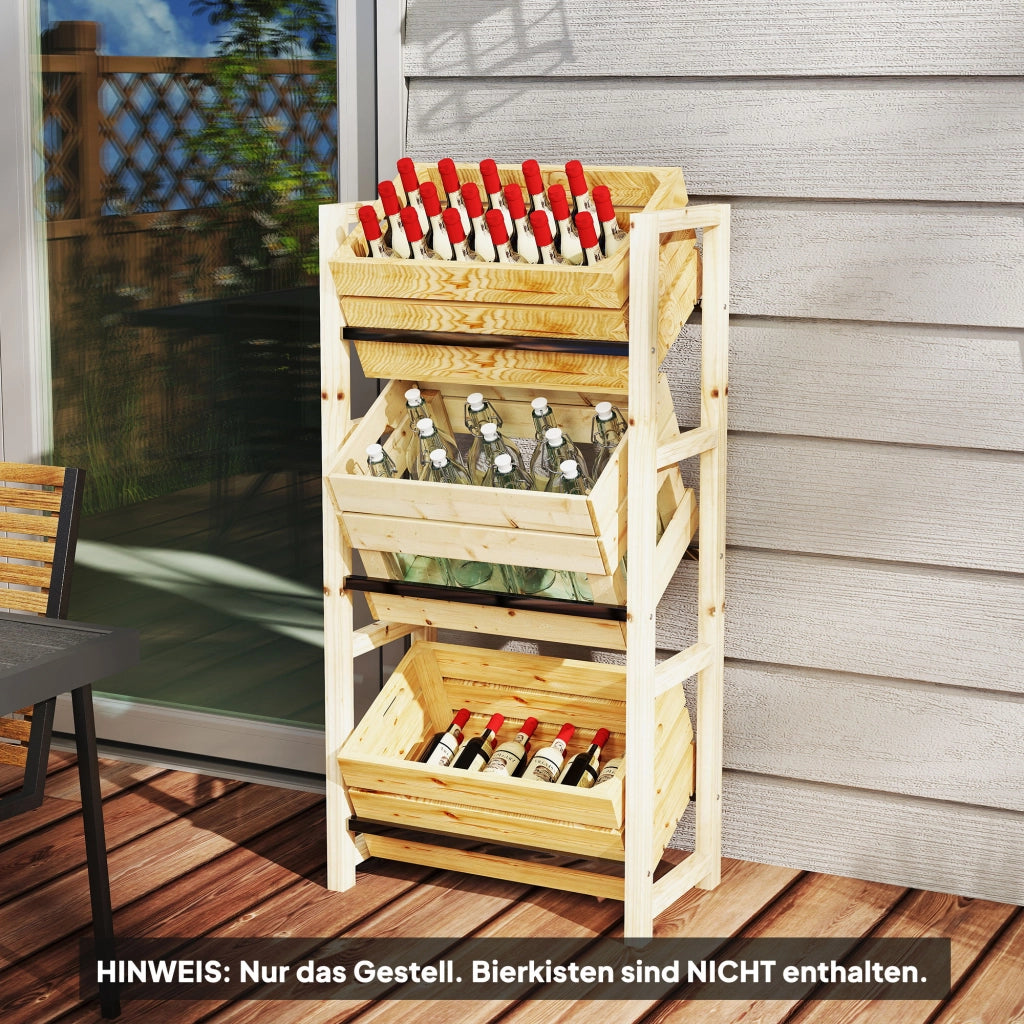 Libreria per Casse di Bevande ¨C zephmum ¨C 56x32x112 cm Legno Naturale