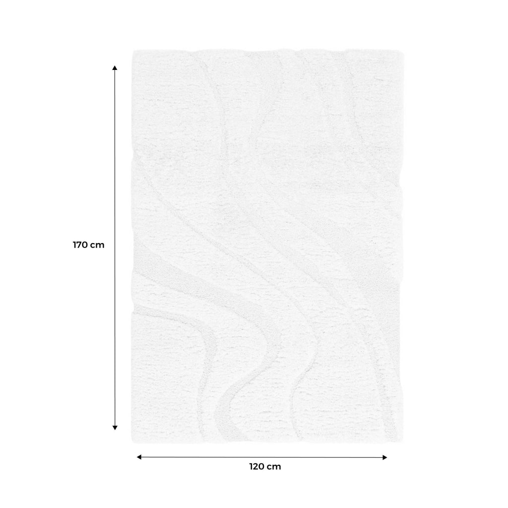 Tappeto  interno shaggy motivo con rilievo crema