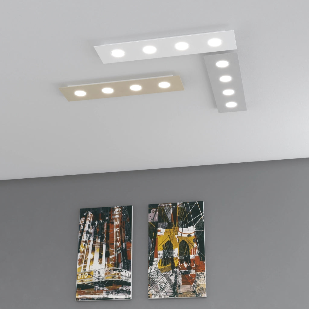 Toplight Plafoniera da soffitto rettangolare 4 luci Area con attacco GX53, struttura colore sabbia, design moderno 80x20x3cm